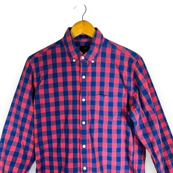 4 for $40 SALE!J Crew Factory Slim Button Down Shirt, Pink/Blue Gingham, Size M - Picture 2 of 11